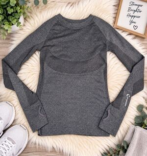Climawear Women S/M Gray Seamless Long Sleeve Workout Athletic Activewear Top